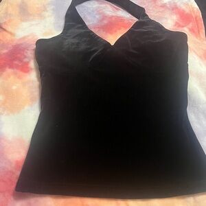 Express Vintage Black Velvet Halter Top